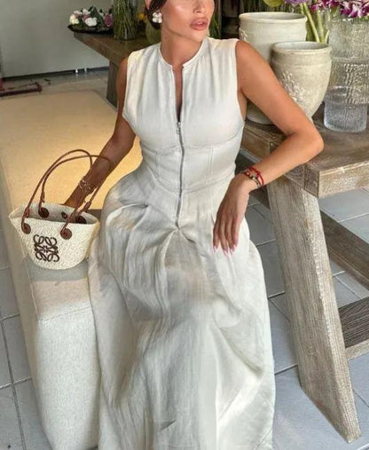 Ärmelloses Kleid mit hoher Taille