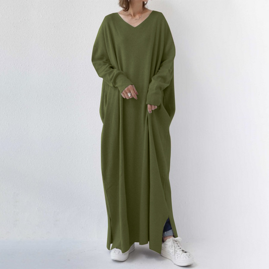 Serenya™ - Modisches Kleid mit langen Ärmeln und V-Ausschnitt