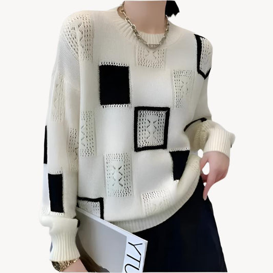 Patchwork Strickpullover für Damen