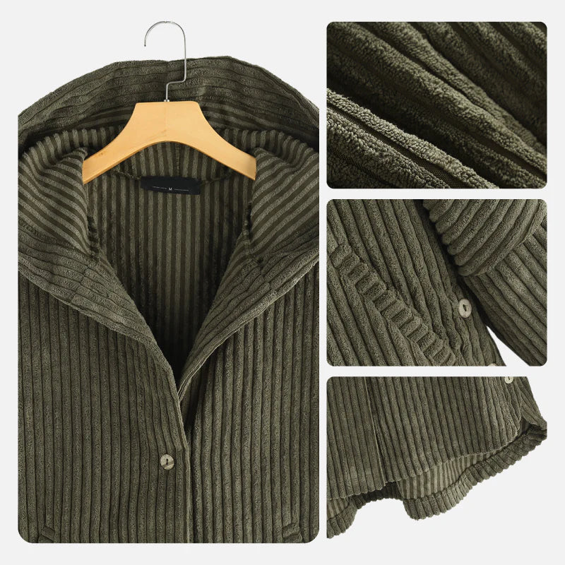 Kapuzencordmantel mit Taschen für Damen