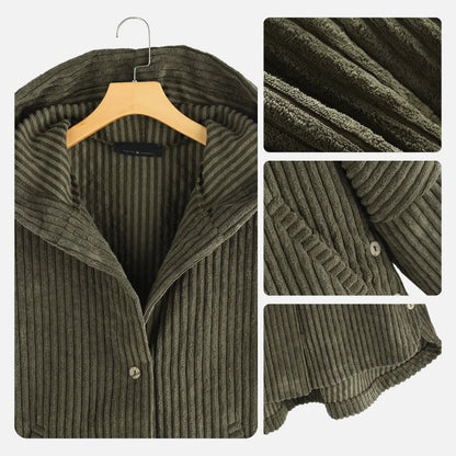 Kapuzencordmantel mit Taschen für Damen