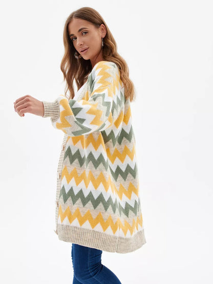 VelaBerlin – Langer gestreifter Oversize-Cardigan mit Knöpfen