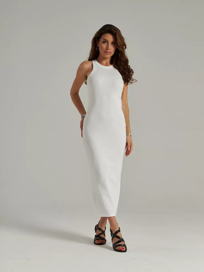 VelaBerlin – Geripptes figurbetontes Strick-Sommerkleid mit Trägern