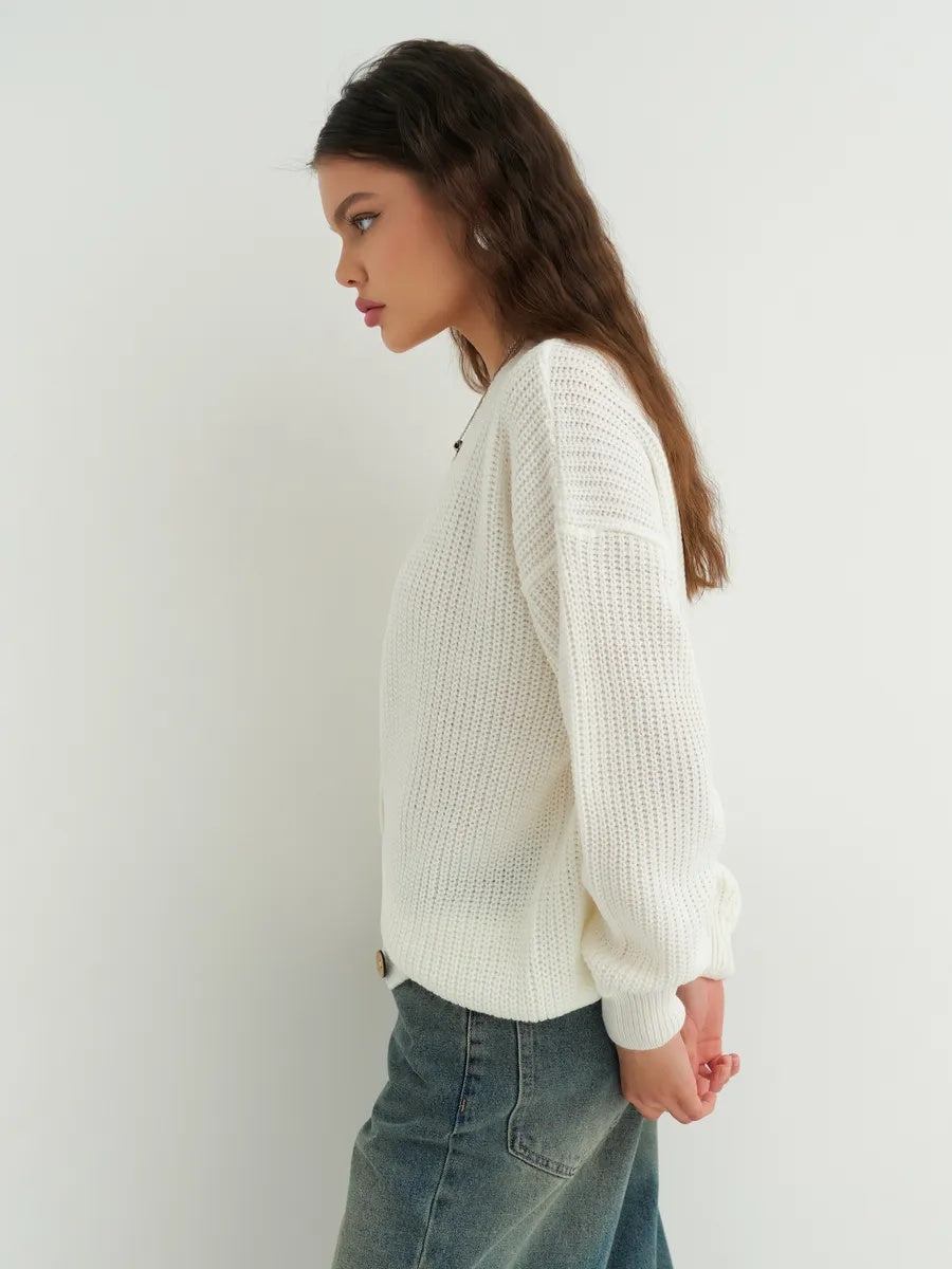 Oversize-Strickcardigan kurz mit Knöpfen