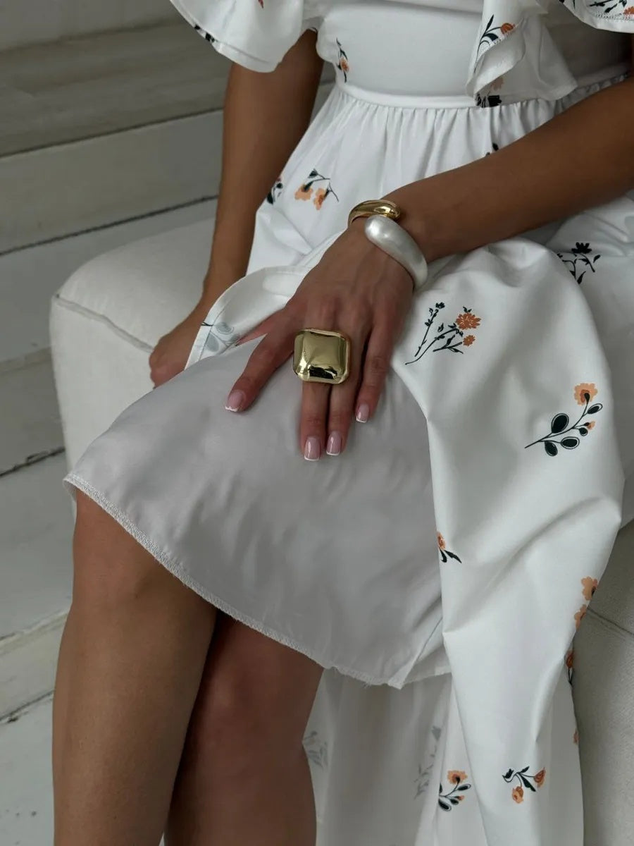 Sommerkleid lang weiß mit Blumen – Boho Chic