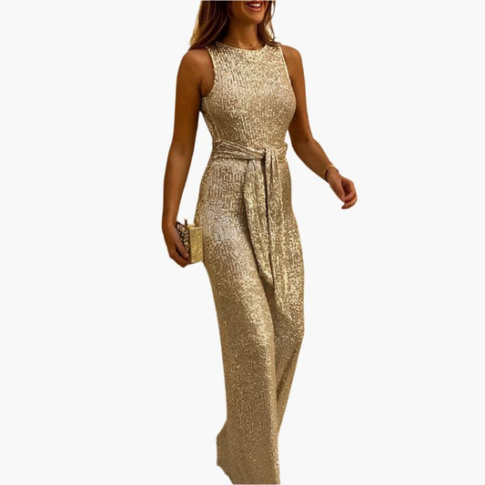 Ärmelloser Pailletten Overall für Damen